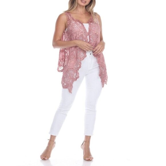 Simply Couture Crochet Lace Sleeveless open Front Vest NWT - Picture 1 of 3